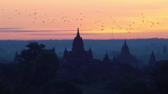 Burmese Pagoda at Sunrise, Bagan, Myanmar