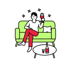 ワインを飲む男性