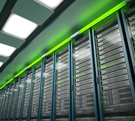 Modern datacenter. Cloud computing. 3d rendering