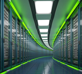 Modern datacenter. Cloud computing. 3d rendering