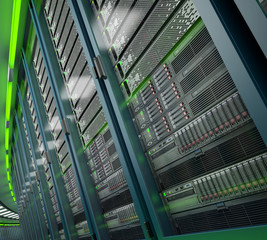 Modern datacenter. Cloud computing. 3d rendering