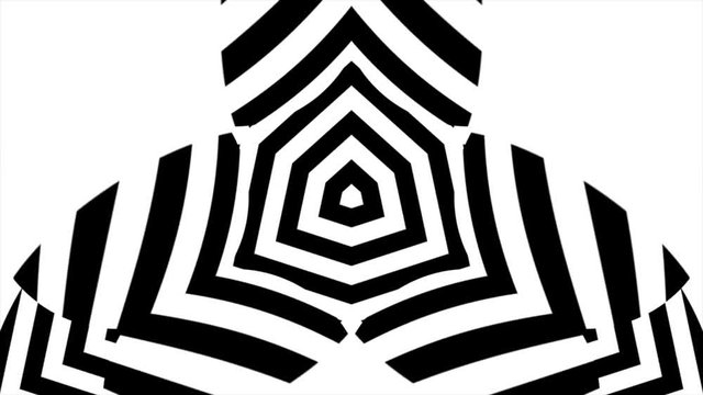 Abstract surreal loop motion background, black and white kaleidoscope. Black and white abstract, looped footage