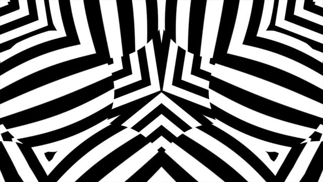 Abstract surreal loop motion background, black and white kaleidoscope. Black and white abstract, looped footage