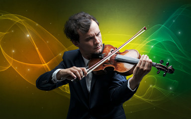 Violinist with colorful fabled concept