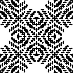 Black and White Seamless Ethnic Pattern. Vintage, Grunge, Abstract Tribal Background for Textile Design, Wallpaper, Surface Textures, Wrapping Paper