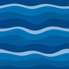 Water Wave abstract design. Marine seamless pattern with stylized blue waves on a light background