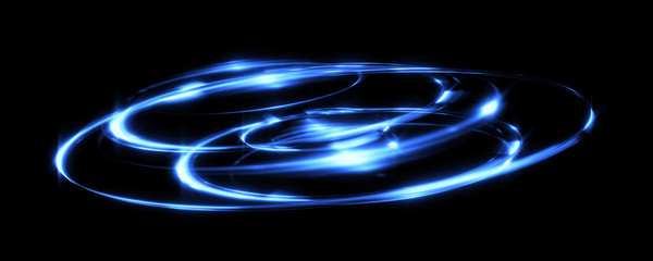 Glow swirl light effect. Circular lens flare. Abstract rotational lines. Power energy .element. Luminous sci-fi. Shining neon lights cosmic abstract frame. Magic round frame. Swirl trail effect