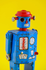 A vintage wind up toy robot