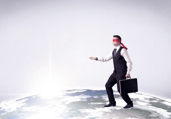 Blindfolded businessman