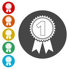 Number 1 badge, Award icon, Award sign 