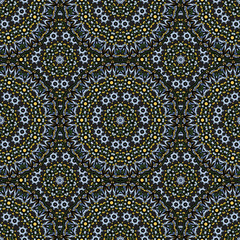 Seamless repeating pattern of colored mandalas