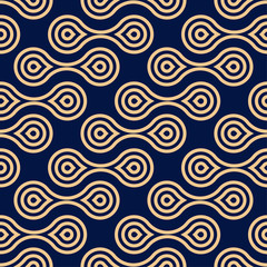 Golden blue geometric seamless pattern