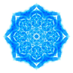 Watercolor cyan color mandala