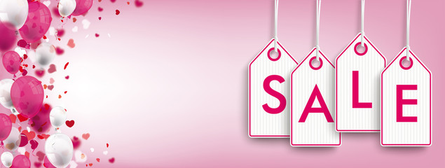 Confetti Hearts Pink Header Price Stickers Sale