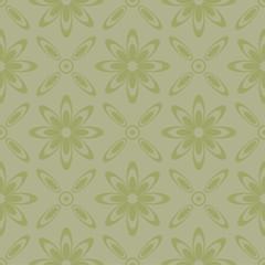 Olive green and gray floral seamless pattern