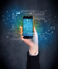 hand holding smartphone