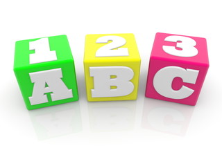 Letters and numbers concept on cubes