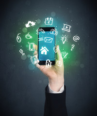 hand holding smartphone