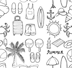 Vector Background Seamless pattern with hand drawn Summer doodle eps10