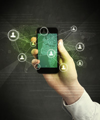 hand holding smartphone