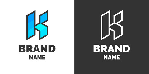 Modern logo and sign the letter K.