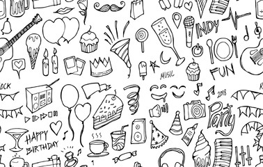 Vector Background Seamless pattern with hand drawn Party doodle eps10