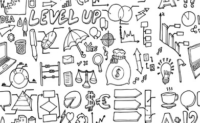 Vector Background Seamless pattern with hand drawn Business doodle eps10
