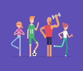 Active people doing sport - modern flat design style isolated illustration
