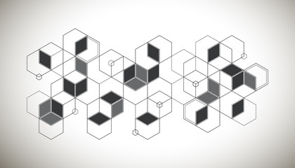 
Geometric abstraction, hexagonal elements, background