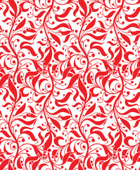 Red Floral Seamless Pattern