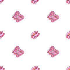 Seamless pattern with pink roses.