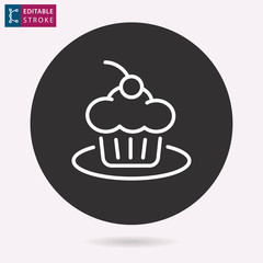 Cake line vector icon. Editable stroke.