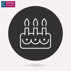 Cake line vector icon. Editable stroke.