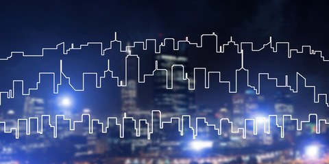 Fototapeta premium Background conceptual image of night illuminated town as symbol for active lifestyle