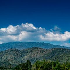 Mountain with white cloud on Blue sky