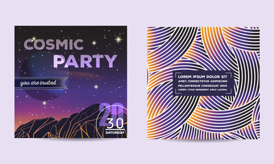 Party invitation poster. Flyer template design with geometric background.