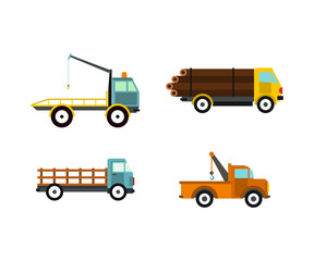 Wrecker icon set, flat style