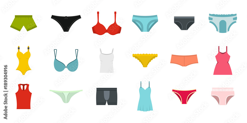 Canvas Prints underwear icon set, flat style