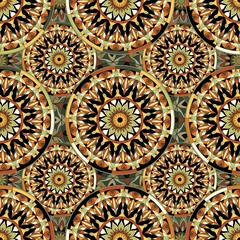 Seamless repeating pattern of colored mandalas