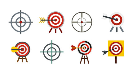 Target icon set, flat style