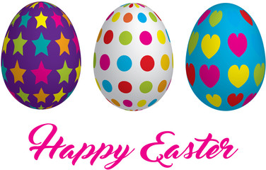 Set of vivid multicolor stripped Easter egg . 3d vector.