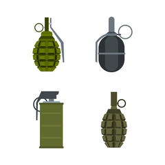 Fototapeta premium Grenade icon set, flat style