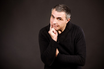 man emotions white black different sadness surprise joy adult isolated hands