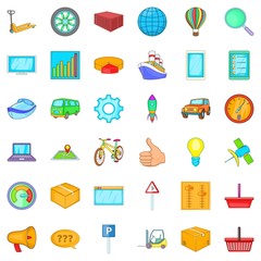 Procurement icons set, cartoon style