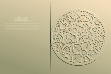 Vector laser die cut out flowers in a circle. With copy space and sample text