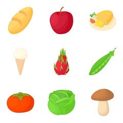 Consumption icons set, cartoon style