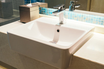 Faucet and sink decoration in bathroom