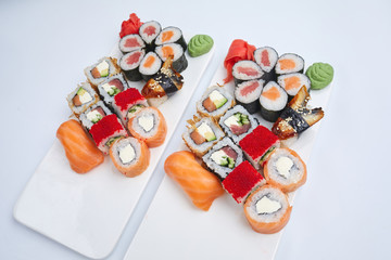sushi set on the white background