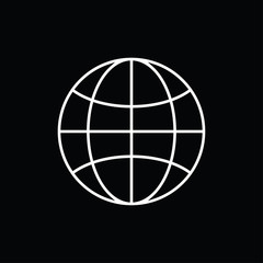Globe symbol black and white vector illustration
