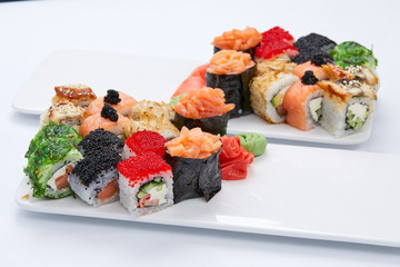 sushi set on the white background